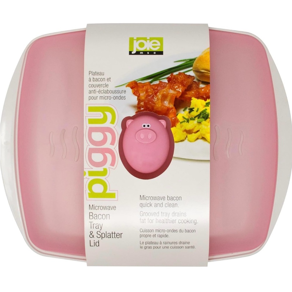 Brand new Joie Piggy Microwave Bacon Tray with Lid in Pink - new with tags